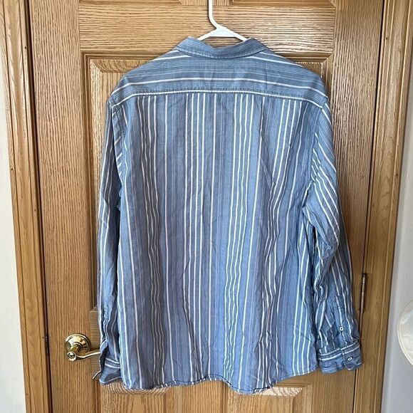 Flag & Anthem Dry Goods Supply Blue Striped Button Down Shirt XL - Picture 2 of 4
